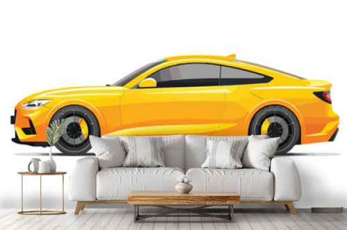 Vector realistic Isolated Yellow Car With Gradients