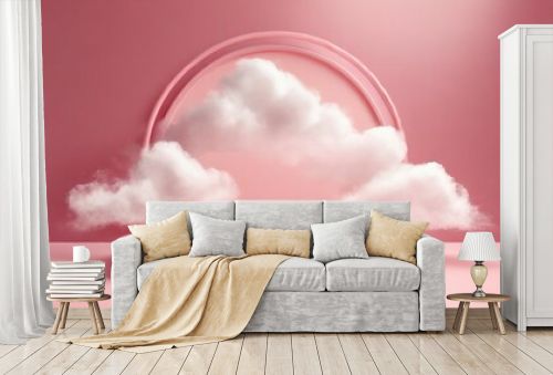 generative background pink rendering with podium and minimal cloud scene minimal product display background