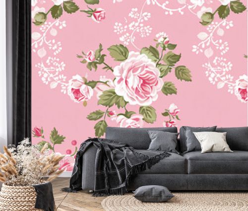 Romantic Shabby Chic style pink rose flower background