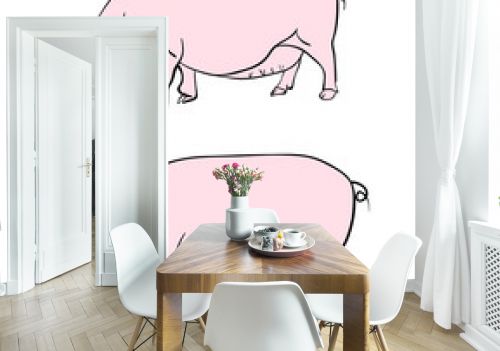 Pen drawing depicting a pig