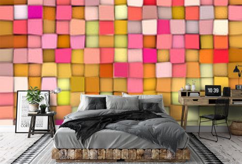abstract 3d gradient backdrop cubes in happy fruity colors
