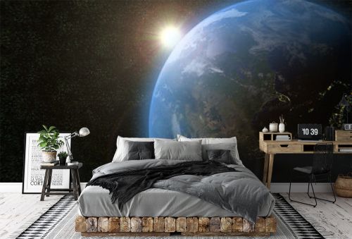 earth globe sun outer space 3D universe illustration