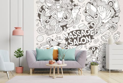 Vector set of Massage and Spa doodle designs