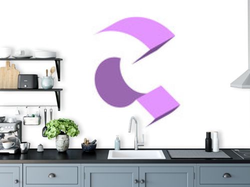 Initial letter C lowercase logo design template block violet purple