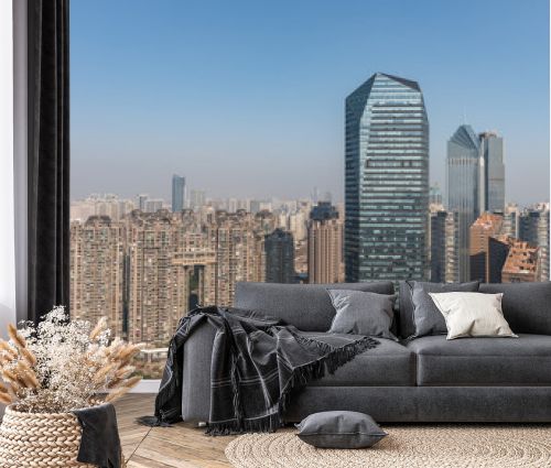 panoramic view of cityscape,midtown skyline,shot in Nanchang,China.