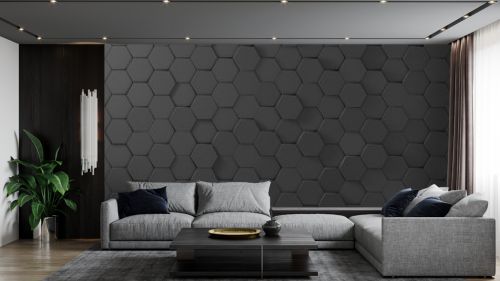 Beautiful abstract shiny light and wall background honeycomb in dark color