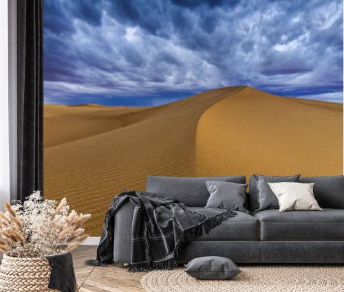 Cloudy sky over sand dunes in the desert