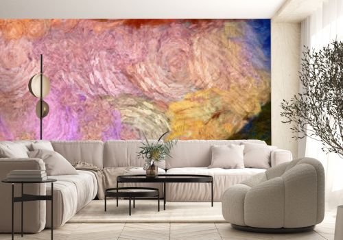 Abstract painting, Wall art, Canvas print, Oil paint, Modern drawing, Textured brushstrokes, Contemporary impressionism style, Warm fancy colors, Psychedelic design pattern, surreal fine art