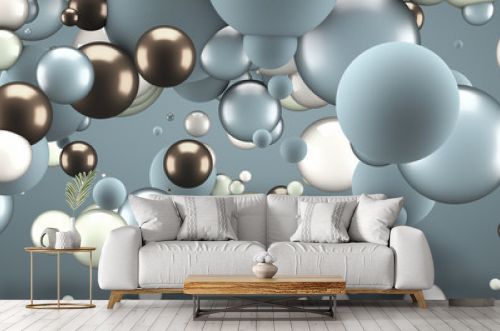 Festive, positive, bright background with balls. 3d illustration, 3d rendering.