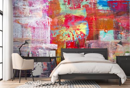Painting Artistic bright color oil paint texture abstract artwork. Modern futuristic pattern for grunge wallpaper, interior, album, flyer cover, poster, booklet background. Creative graphic design