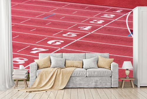 ATHLETICS TRACK WITH NUMBERED STREETS 2. SPORTS PHOTOGRAPH