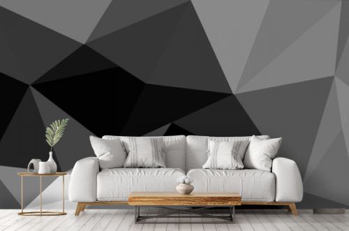 Abstract black geometric background. Beautiful black low poly concept