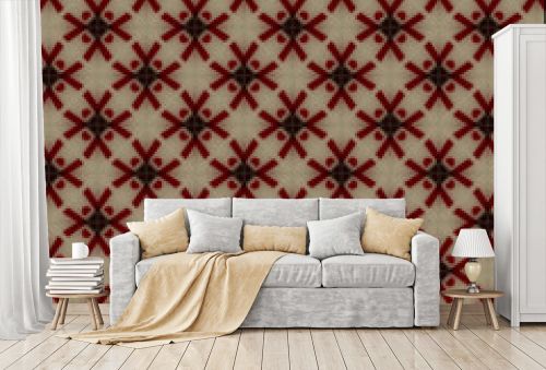 seamless white pattern with red flowers