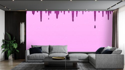 Dripping Pink Glitter Paint on light Gradient Glitter Background