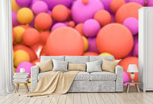 multicolored three-dimensional spheres. shallow depth of field. 3d render illustration