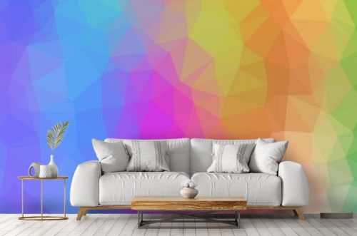 Light Multicolor, Rainbow vector abstract polygonal layout. Triangular geometric sample with gradient. Polygonal design for your web site.