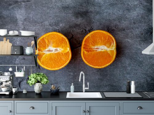 orange slices on a gray background