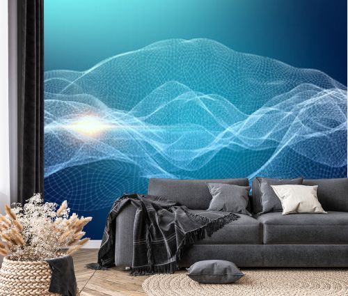 Creative technology glowing abstract line background picture, illustration background, illustration rendering 