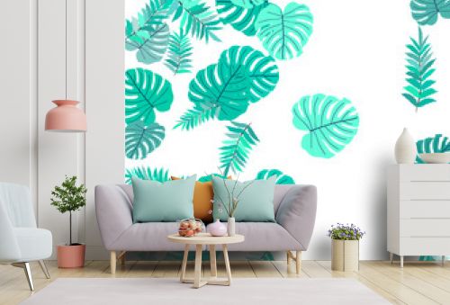 Vector tropical pattern from colorful foliage.