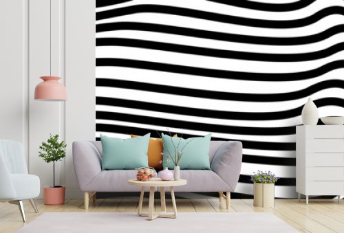 Black and white wavy lines pattern. Optical art background. opart striped. Modern waves, geometric line stripes. vector eps10.