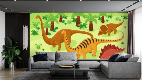 Wild Dinosaurs Landscape Composition