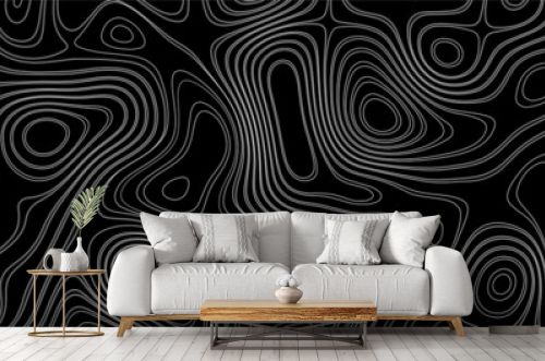 Abstract background with Topographic line map pattern. Contour elevation topographic and textured Background of geographic grid . Topographical style lines pattern. Abstract Light contours on black .