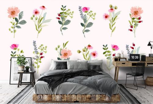 beautiful watercolor floral bouquet collection