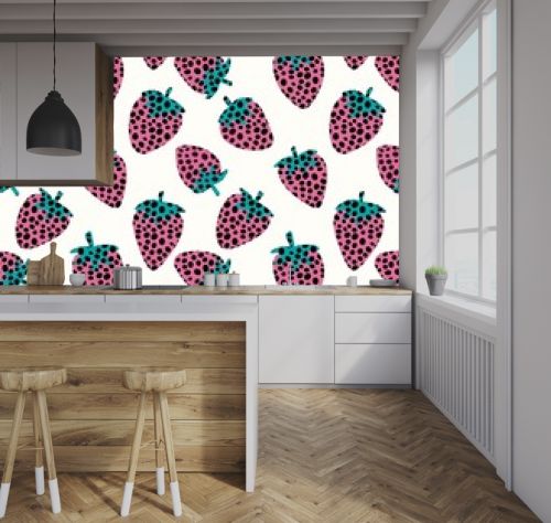 Cartoon berries seamless kawaii strawberry pattern for wrapping paper and kids clothes print and fabrics and textiles