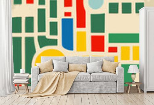 Abstract city map. Colorful illustration with various shapes.