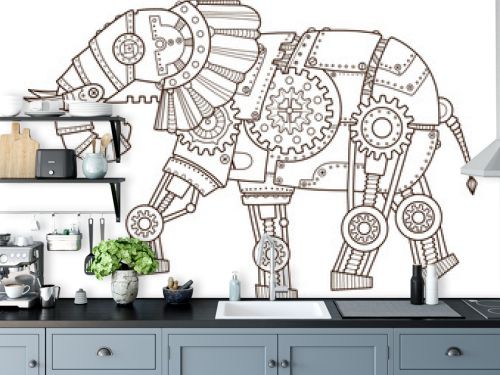 Elephant robot color fashion PNG illustration with transparent background