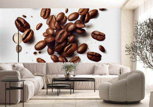 illustration of coffee beans on white background. AI generated