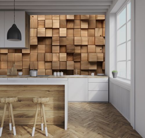 Earthy Paneling Rustic Wooden Squares for Wallpaper and Texture, Generative AI