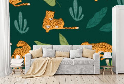 Running wild animal, leopard or cheetah pattern