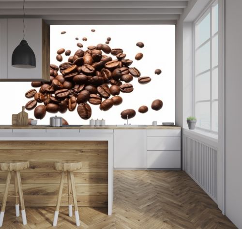Translucent PNG with brown coffee beans. Generative AI