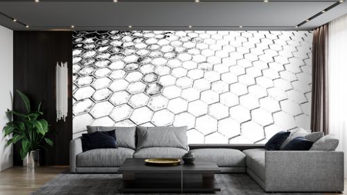 black and white hexagon silhouette texture background