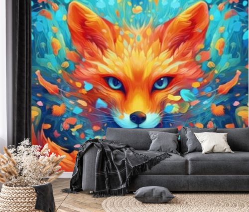 Animal abstract pattern hd wallpaper, bright colorful style, ai generative