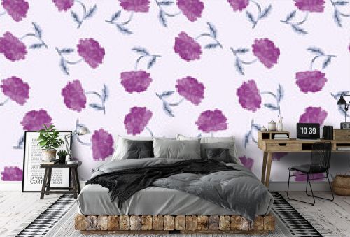 Cute retro flower seamless pattern. Hand drawn floral endless background.