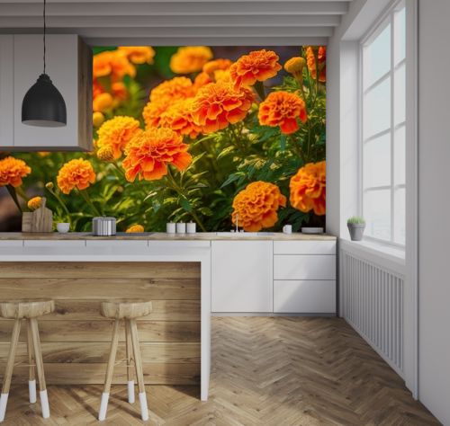 Vibrant Orange Marigolds in Bloom - AI Generated