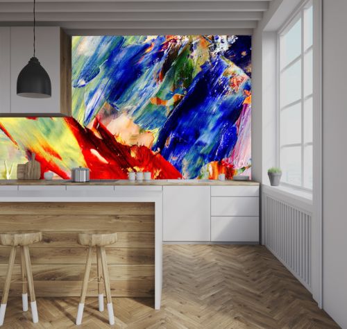 Colorful abstract background wallpaper. Modern motif visual art. Mixtures of oil paint. Trendy hand painting canvas. Wall decor and Wall art prints Idea. 3D Texture. Art object 
