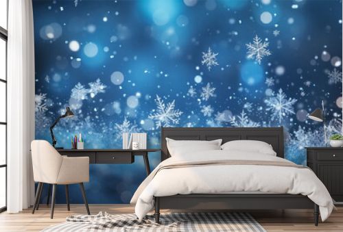snowflakes falling in winter time background