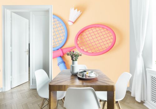 Cartoon badminton and racket, 3d rendering.