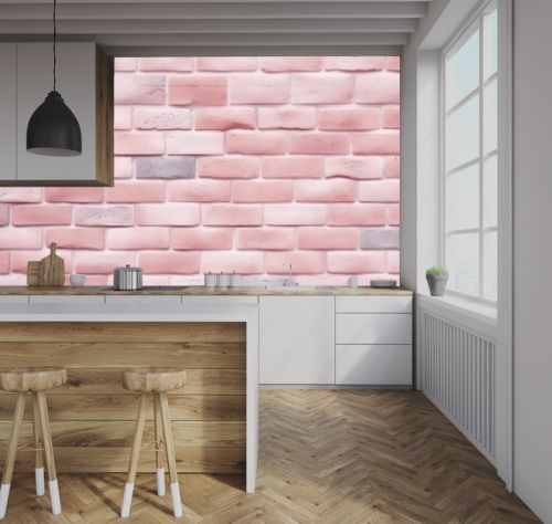 Generative AI : Pastel pink brick background wall texture.pink red brickwall with light paint backdrop wallpaper for woman concept