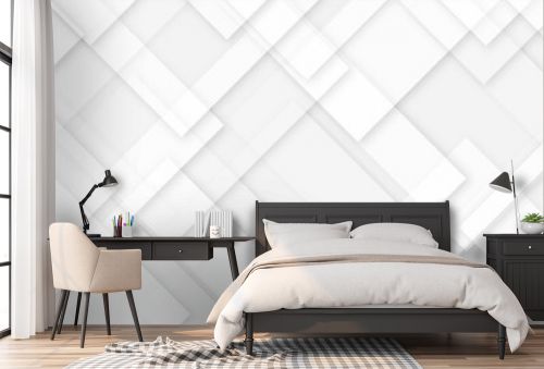 Abstract design with White texture of soft woven leather background. Modern with geometric pattern of rhombuses in sunlight with soft light grey strict shadows as border. Pattern of seamless design
