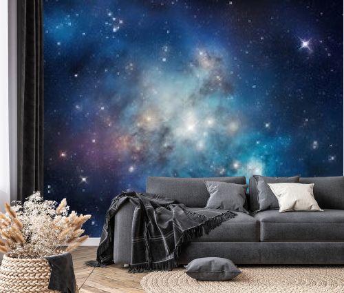 Fantastic multicolored outer space with stars, constellations, galaxies, planets and nebulae.