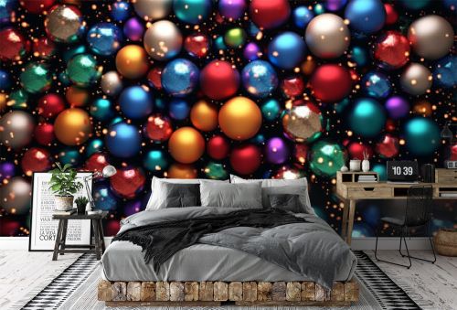 Vue Aérienne de Boules de Noël Colorées en Abondance