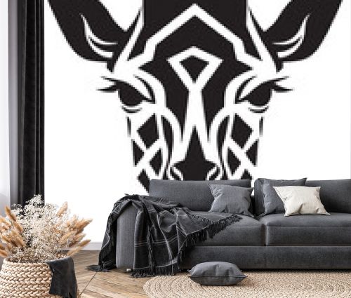 African Majesty in Black Giraffe Logo Wildlife Beauty in Minimalism Vector