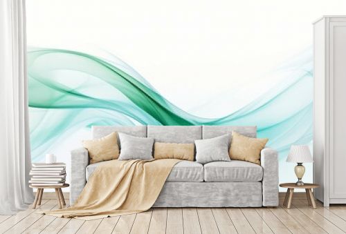 Soothing Abstract: Mint Green and Seafoam Blue Swirls on white background.