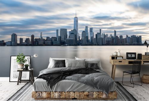 Manhattan Skyline in the morning with the hudson river in the front 