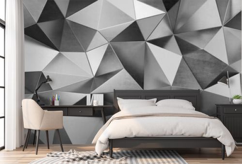 Abstract steel metal polygonal background. 3d render