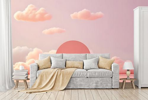 Peach Fuzz is color trend of the Year 2024 . 3d pink rendering with podium and minimal cloud scene, minimal product display background. Stage 3d render in cloud product platform